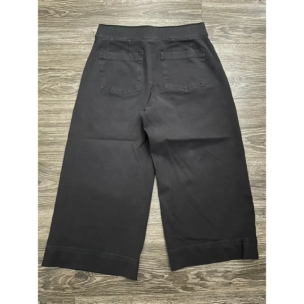 Spanx M Petite On The Go Cropped Wide Leg Pants Black - Picture 7 of 8